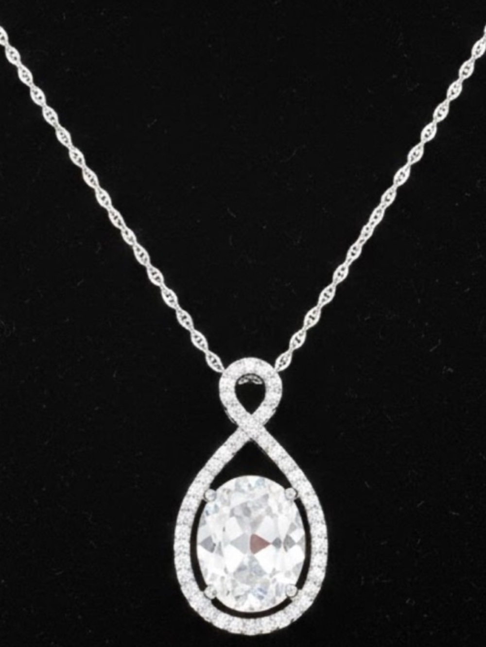 Zales Sterling Silver Lab Created Sapphire Asymmetric Infinity Necklace (NWT) - Picture 8 of 10
